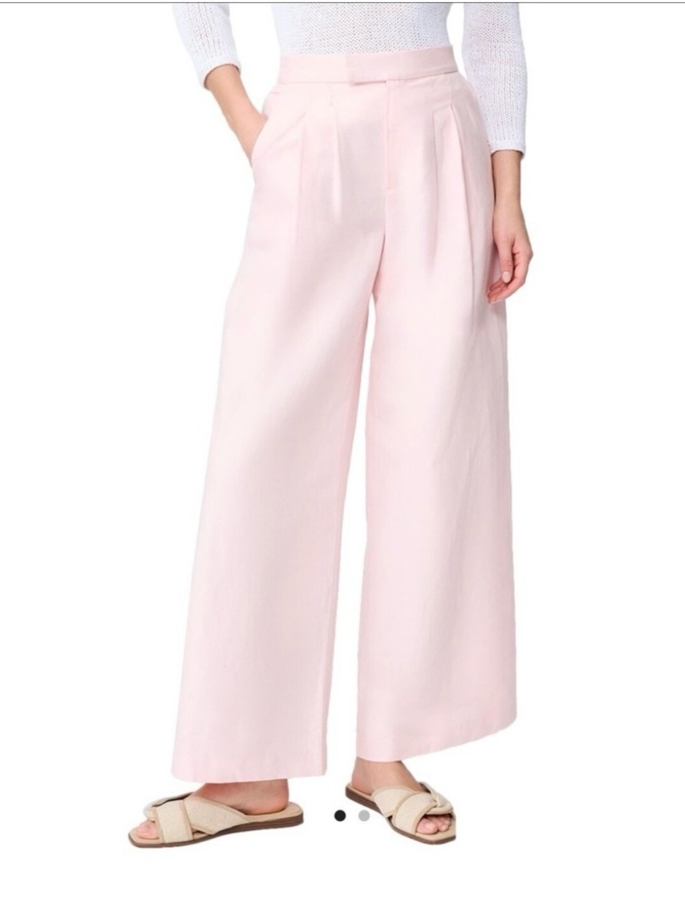 J McLaughlin NWT Amal Wide Leg Pink Pants Trousers size 6 - Linen Cotton -Classy - Picture 2 of 9